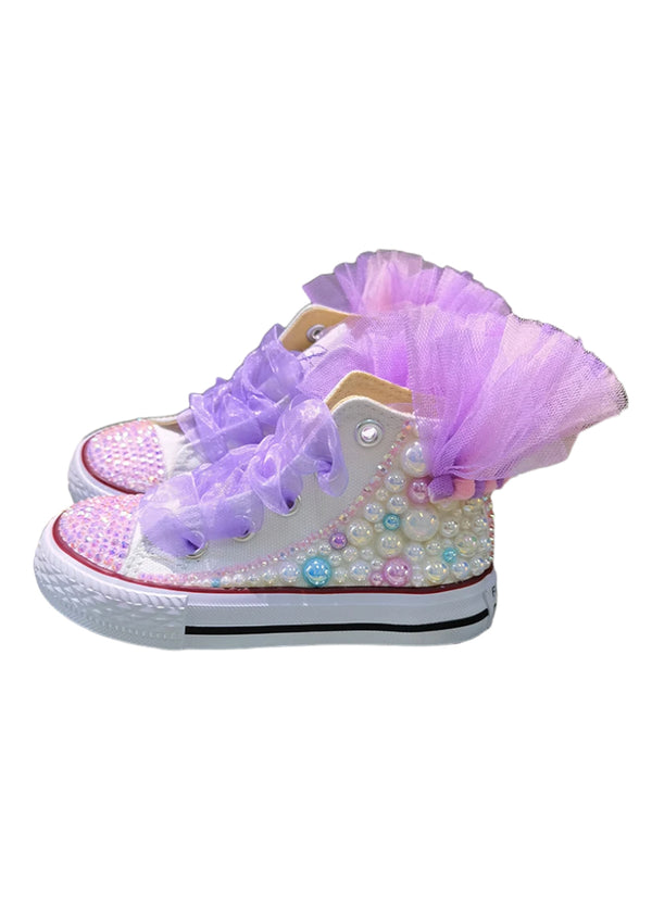 Lavender Bling Tutu Puff Canvas High Tops