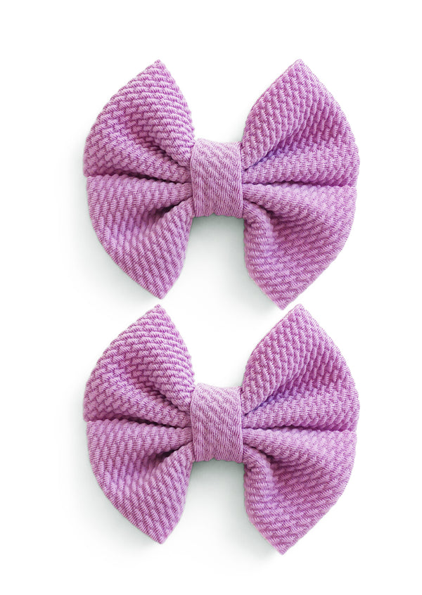 Toddler Girls Soft Textured Fabric Bow Set in Lavender