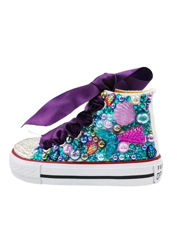 Bling Pearl Sparkly Mermaid High Top Shoes