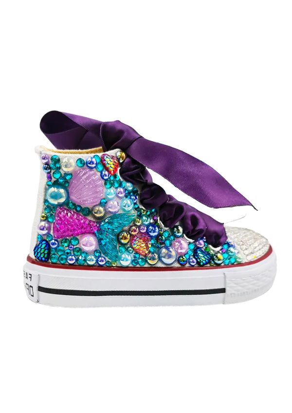 Baby Toddler Girls Mermaid Bling Pearl High Top Shoes