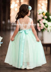 sleeveless aqua flower girl dress