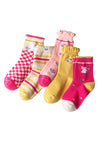 Hot Pink Yellow Girls Ankle Socks Collection