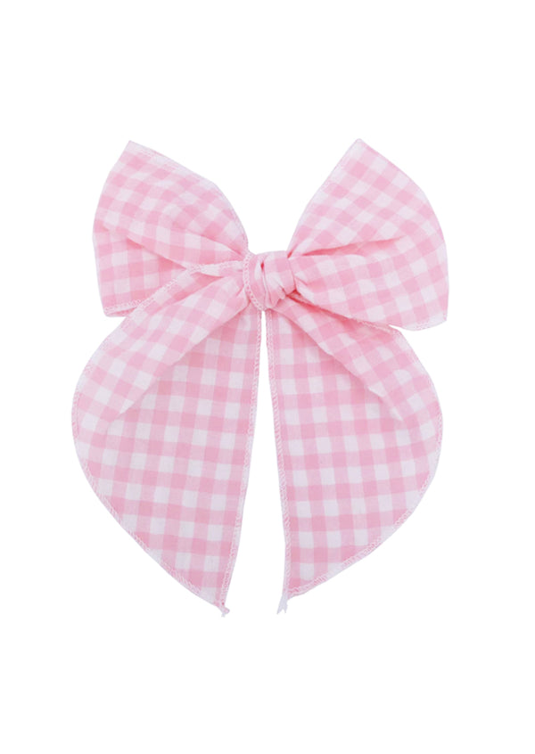 Little Girls Pink Check Hair Bow