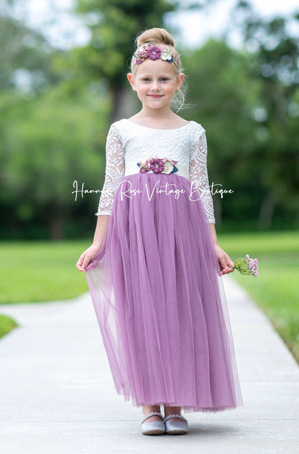 plum flower girl dress baby