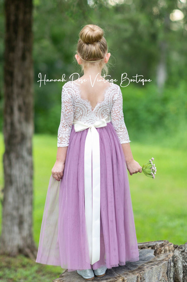 plum flower girl dress