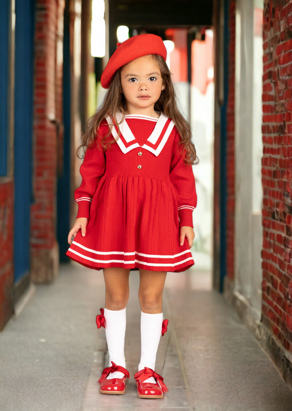 girls sailor sweater dress red