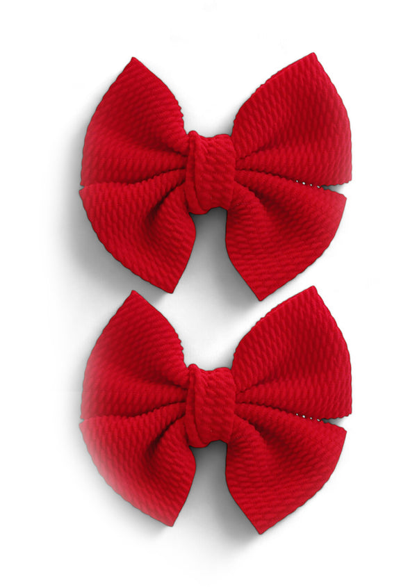 Red Soft Textured Fabric Bow Set