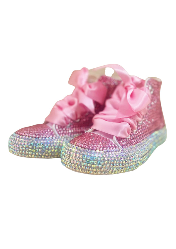 Pink Rhinestone Bling Sparkly High-Top Shoes