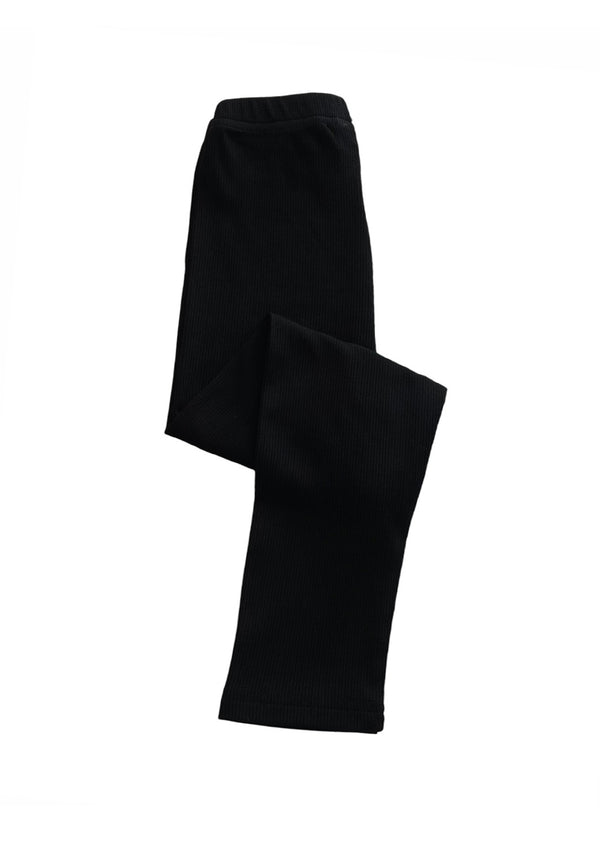 Girls Fine Rib Leggings Black