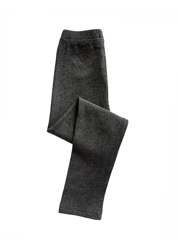 Girls Fine Rib Leggings Dark Gray