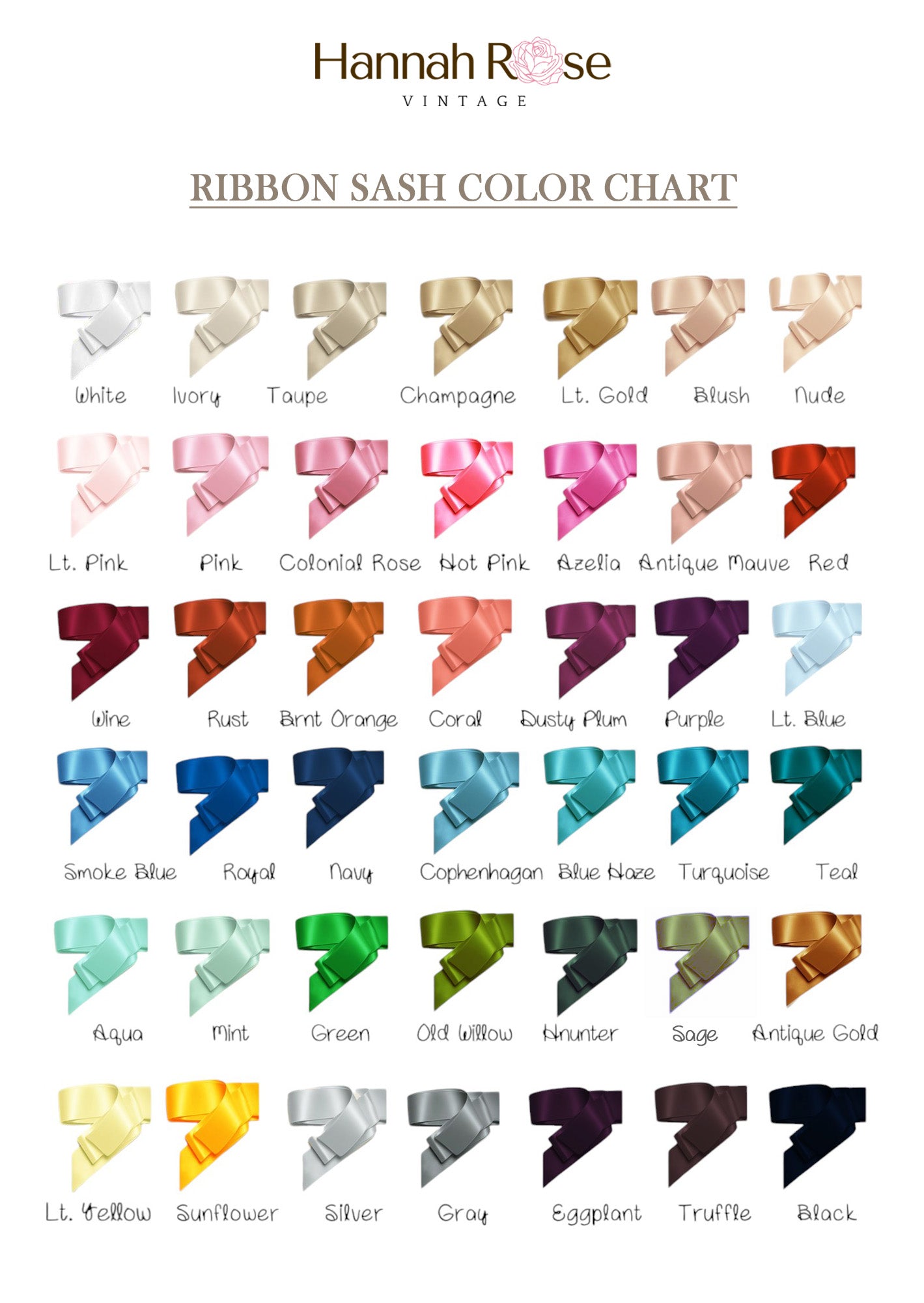 Ribbon Sash Color Chart