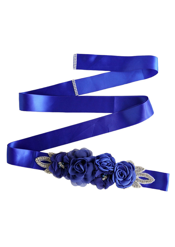 royal blue flower jewel sash