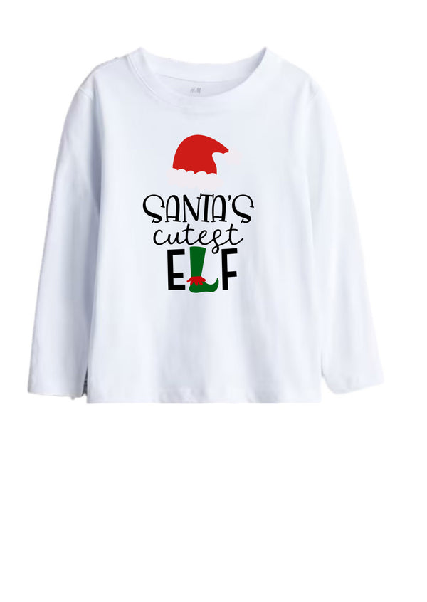 Kids Santas Cutest Elf Christmas T Shirt