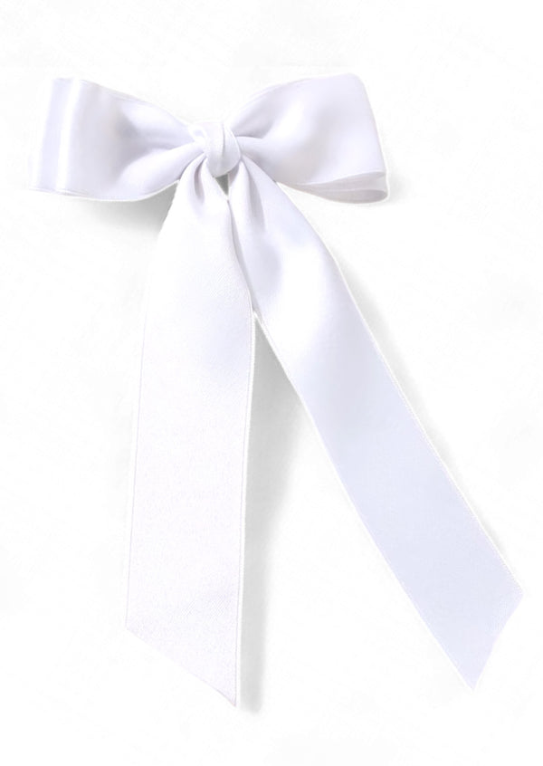 Girls Satin Ribbon Bow White