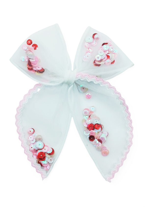 Children Hair Bows - Pink Sequins Shaker Bow