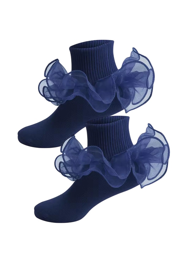 toddler girl navy ruffle ankle socks