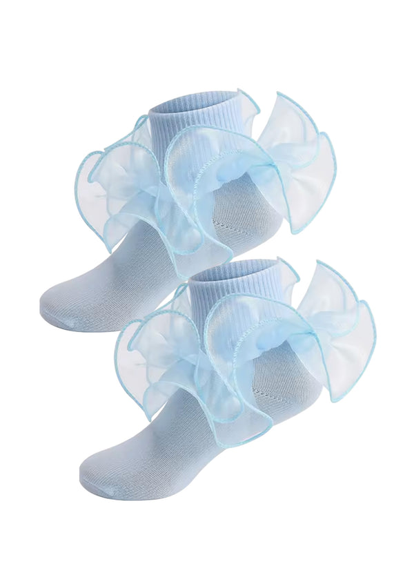 toddler light blue sheer ruffle socks