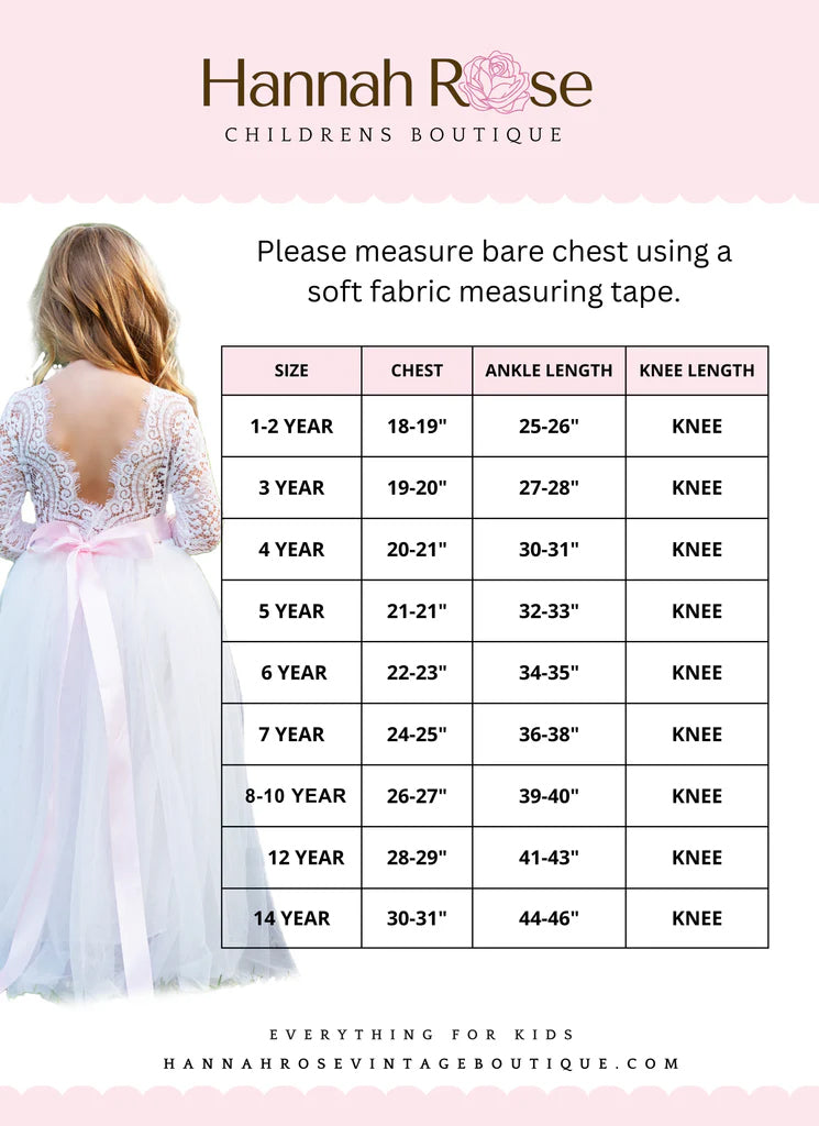 flower girl dress size chart