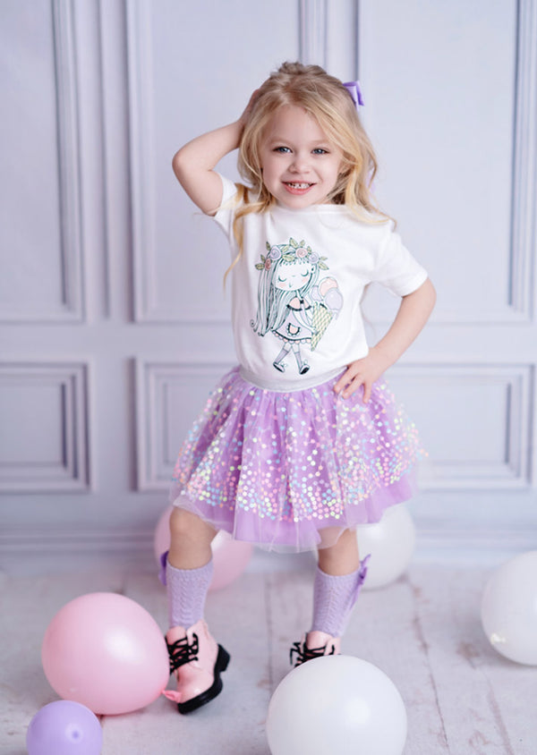 Sweet Tooth Tee & Lavender Flower Tutu Set