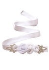 White bridal flower sash belt