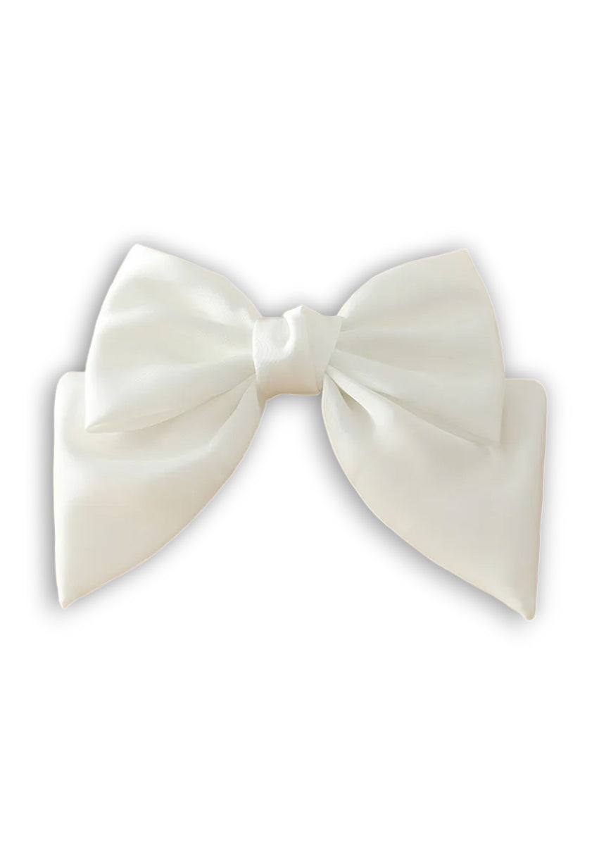 White Satin Flower Girl Hair Bow