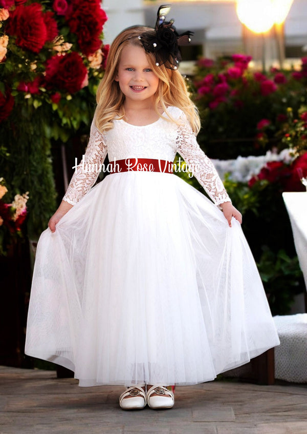 white flower girl dress 