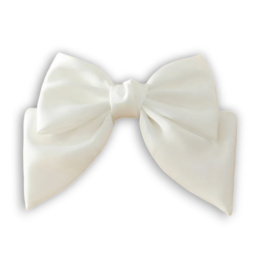 ivory satin hair bow