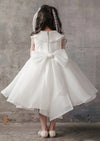 Girls white designer party dress