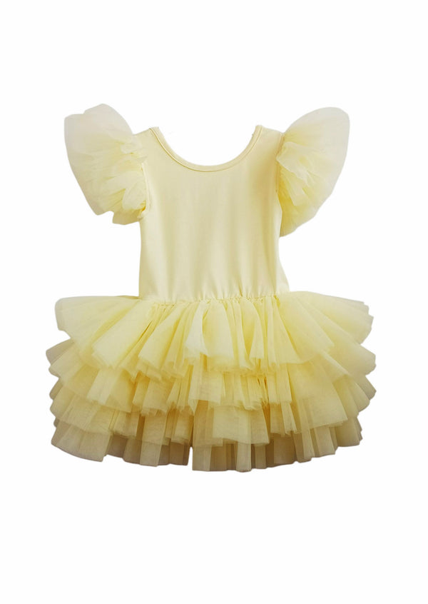 toddler girl pale yellow tutu dress