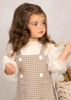 GIRLS - Chara Beige Check Dress - Hannah Rose Vintage Boutique