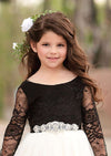 GIRLS - Black Rhinestone Bridal Sash - Hannah Rose Vintage Boutique