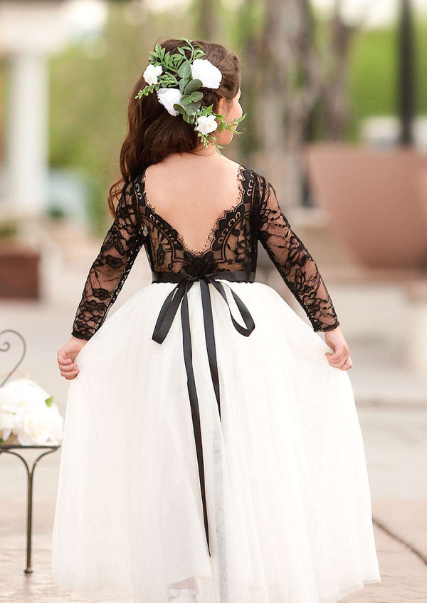 GIRLS - Black Rhinestone Bridal Sash - Hannah Rose Vintage Boutique