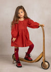 GIRLS - Burgundy Long Sleeve Scooter Dress - Hannah Rose Vintage Boutique