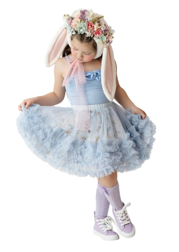 Blue Butterfly Ruffle Tutu Petti Skirt