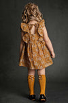 GIRLS - Gold Floral Print Dress - Hannah Rose Vintage Boutique