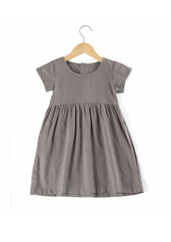 Organic Cotton Linen Dress in Storm Grey