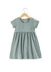 Organic Cotton Linen Dress in Beech Green