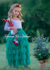 Mistletoe Green Elegant Layered Tulle Flower Girl Dress 