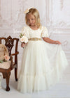 girls ivory flower girl dress with sash