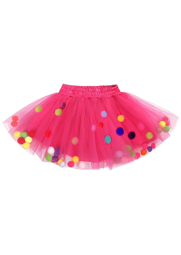 Pom Pom Birthday Tutu in Hot Pink