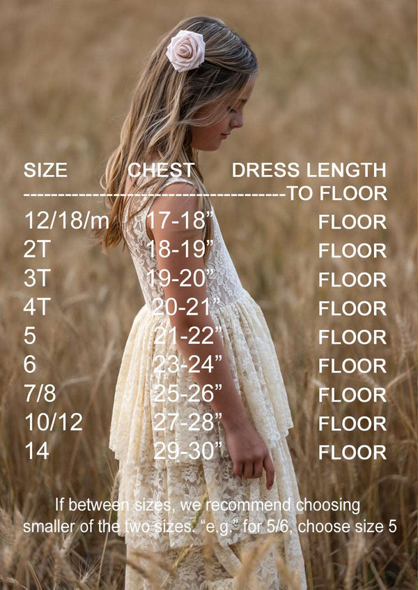 Beige Layered Lace Boho Flower Girl Dress