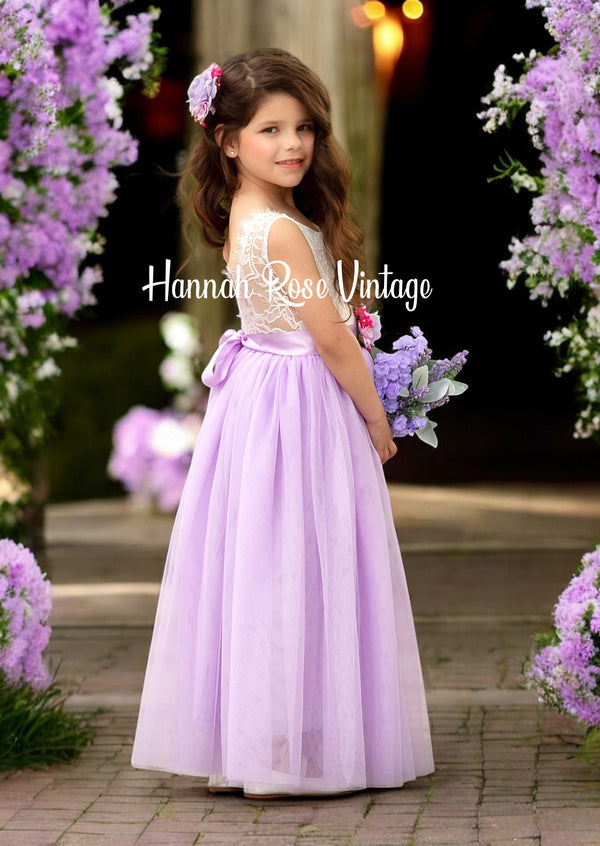 purple flower girl dress