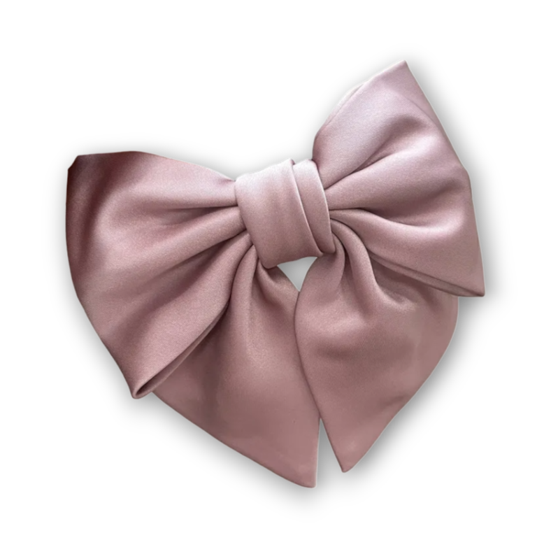 dusty rose satin hair bow