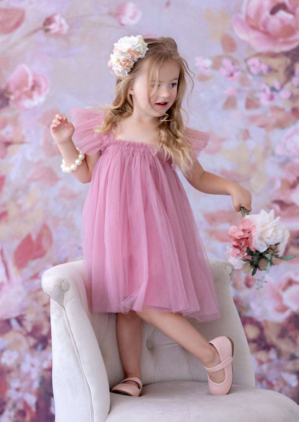 pink tulle dress toddler,  pink tutu dress for baby girl,  pink tulle dress short,  pink tulle birthday dress, little girls pink summer dress, girls dusty pink tulle dress