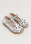 girls silver flats