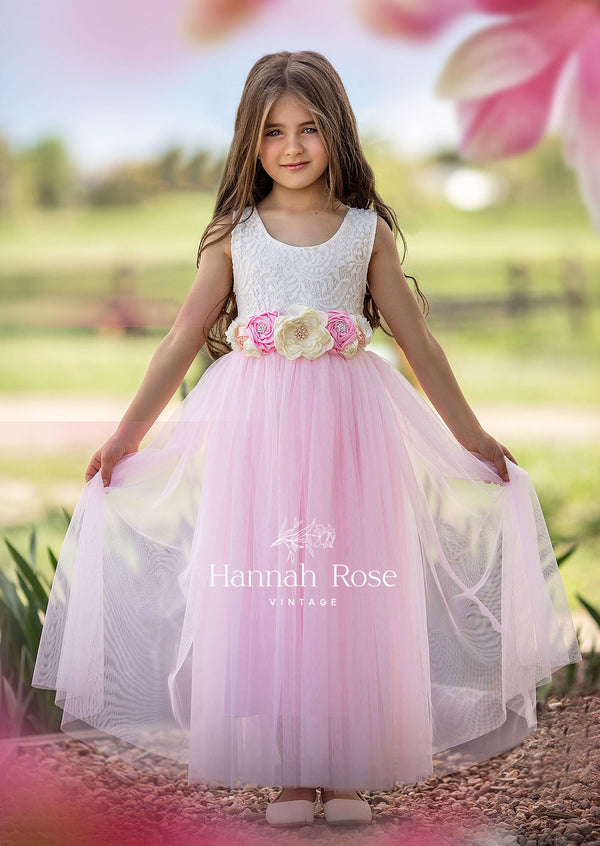 light pink Sleeveless Flower Girl Dress 