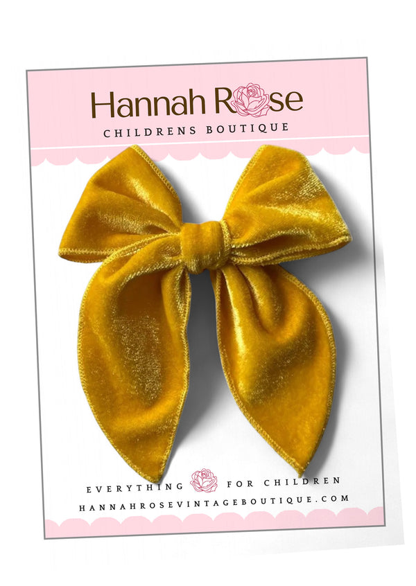 Gold Velvet Hair Bow