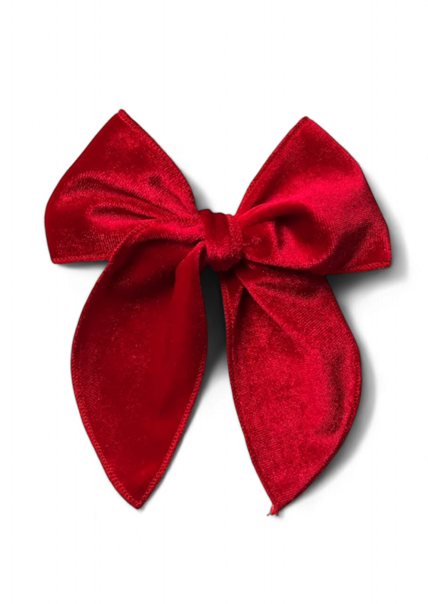 Girls Velvet Christmas Hair Bow Red 