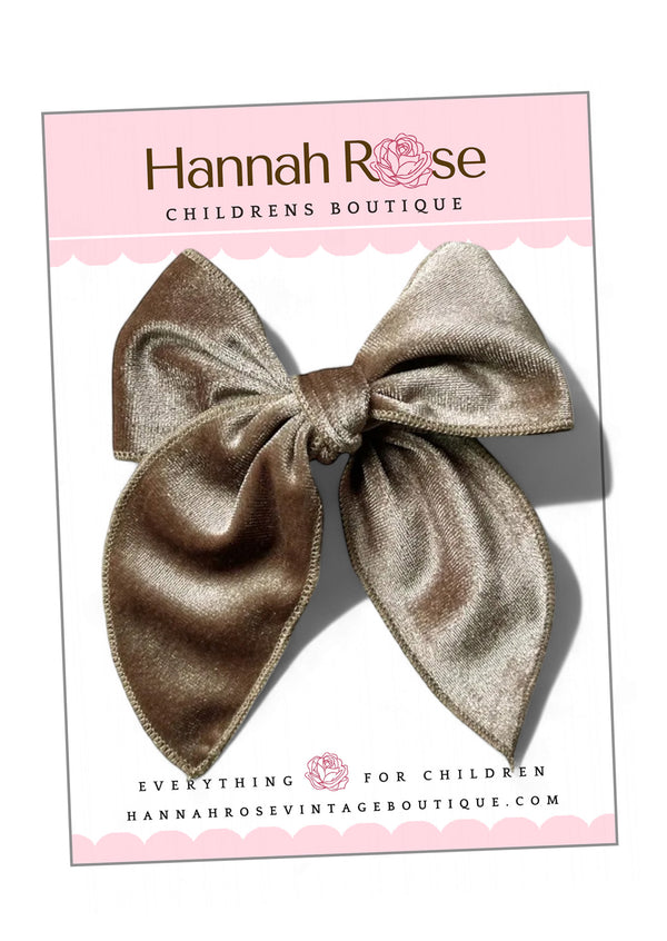 Tan Velvet Hair Bow (Copy)