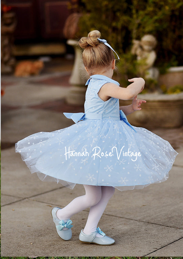 GIRLS - Winter Magic Snowflake Dress  Clearance | Immediate Ship! - Hannah Rose Vintage Boutique